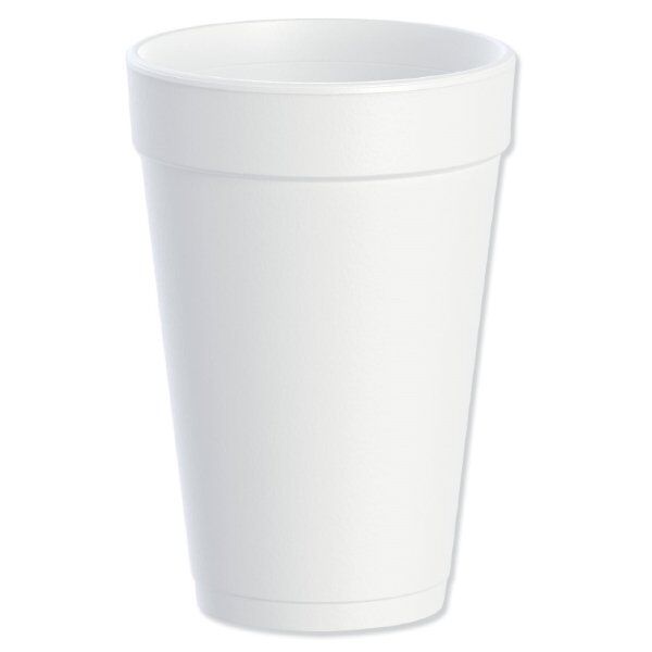 Dart Foam Drink Cups, 16 oz, White, 20/Bag, 25 Bags/Carton