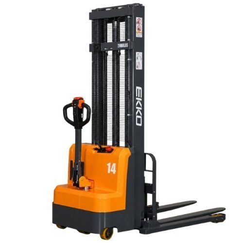 EKKO EB14C-118 full powered straddle stacker for warehouse handling