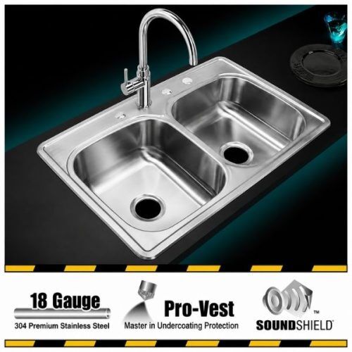 GEMINI drop-in double equal bowl kitchen sink in stainless steel