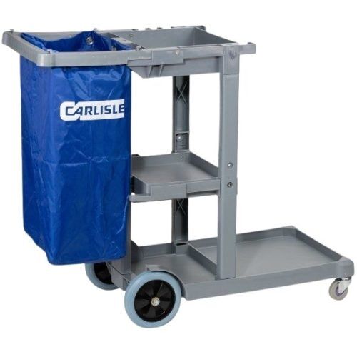 Janitor cart with 25-gallon heavy duty zippered vinyl bag