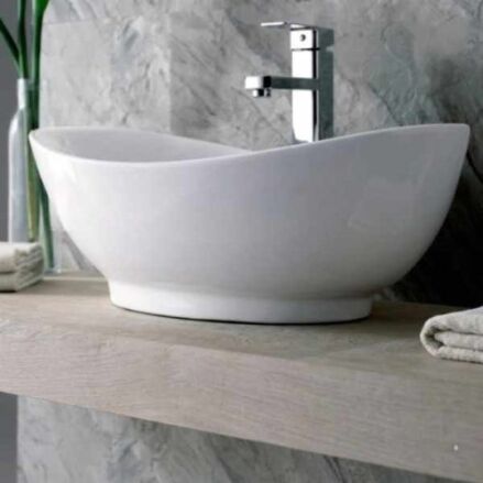 Overmount ceramic vessel sink SIS-CV09W for above counter installation