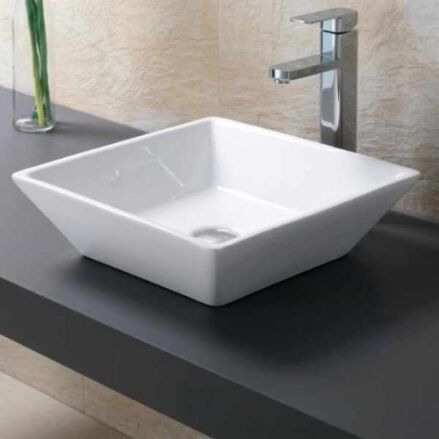 Overmount ceramic vessel sink SIS-CV10W for above counter installation