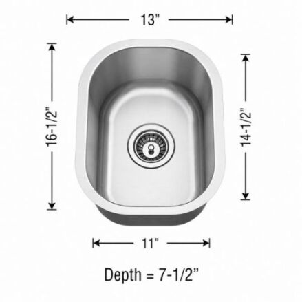 Small single bowl undermount kitchen sink in 18 gauge stainless steel
