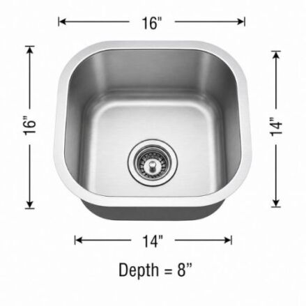 Small single bowl undermount kitchen sink in 18 gauge stainless steel