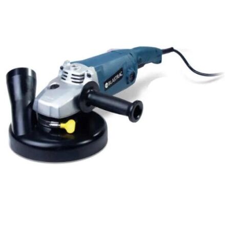 Blastrac 7-inch hand grinder with premium shroud for concrete edge grinding and surface preparation
