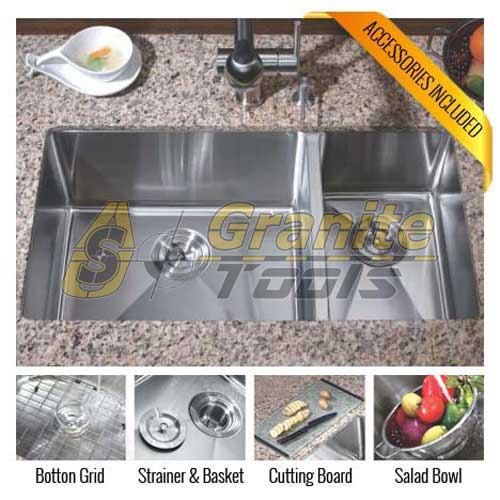 1-1/2 Double bowl kitchen sink 16 gauge