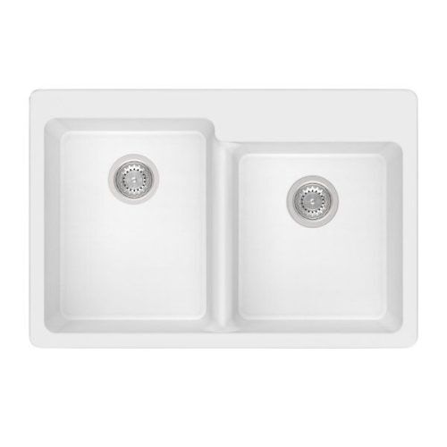 DuraGranit 1-3/4 double bowl granite sink in Iceberg finish