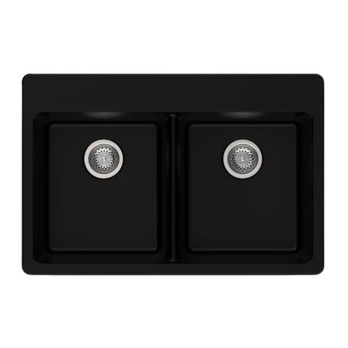 DuraGranit double equal bowl granite sink in Black Sand finish