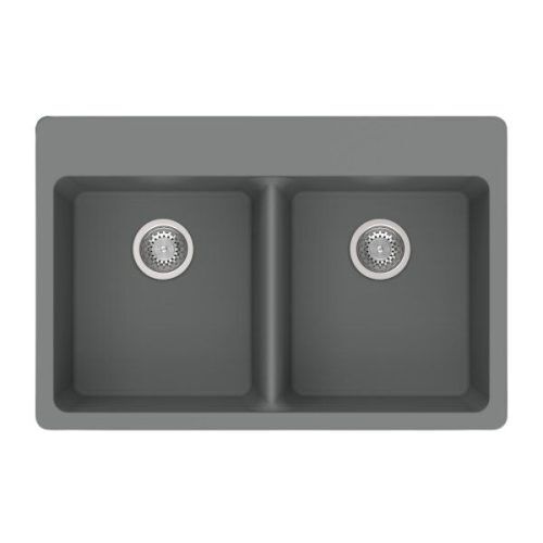 DuraGranit double equal bowl granite sink in Gray Moon finish