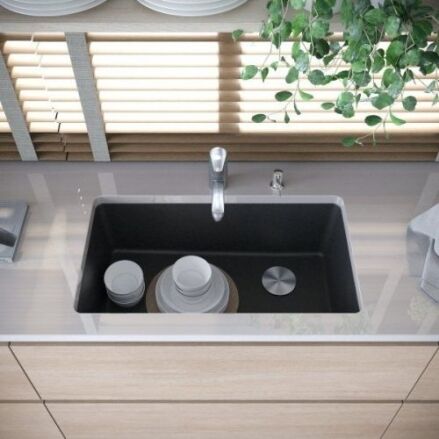 DuraGranit super single bowl granite sink in Black Sand finish