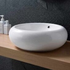 Overmount ceramic vessel sink SIS-CV01W for above counter installation