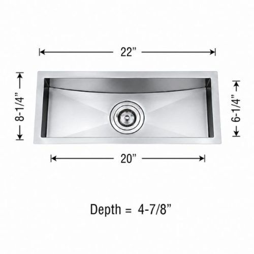 Small single bowl undermount sink in 18 gauge stainless steel with satin finish