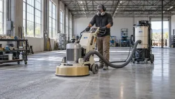 STI floor grinders and dust collection for concrete grinding and polishing