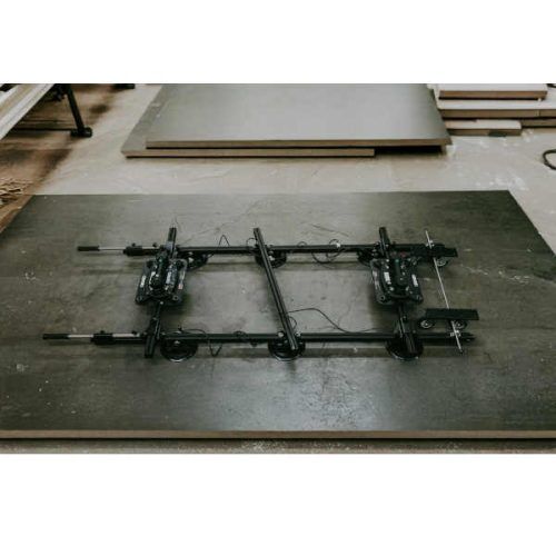 GRABO Panel Pro modular rail transport system with synchronized suction cups for moving large-format panels