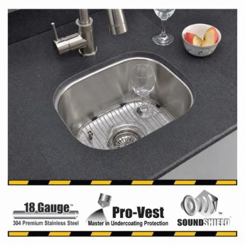 BOOTES small single bowl undermount bar prep sink in stainless steel