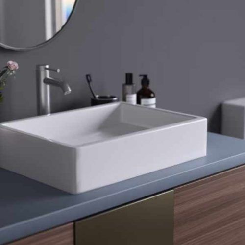 Pelican PL-3082-White Shell Series porcelain vessel bathroom sink