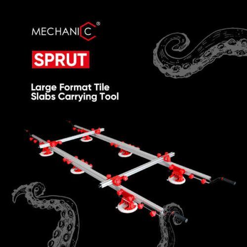 Mechanic SPRUT slab transport system with electric vacuum suction cups for large porcelain slabs